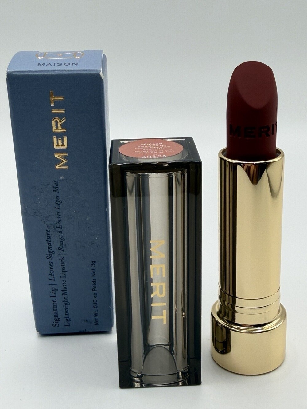 MERIT Signature Lip Matte Lipstick Maison Mauve 0.10 oz 3g New With Box